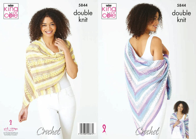 King Cole Shawls Crochet Pattern 5844 - Double Knit King Cole Shawls Crochet Pattern 5844 - Double Knit