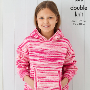 King Cole 6078 Hoody Double Knitting Pattern for Child or Adult