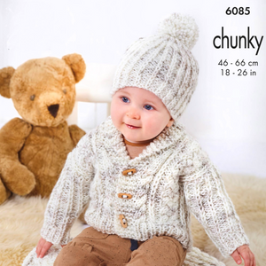 King Cole 6085 - Chunky baby jacket, hat and blanket knitting pattern leaflet
