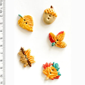 Handmade Autumn Leaves Hand Painted Buttons