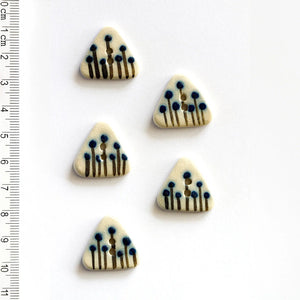 Handmade Blue Floral Grass Hand Painted Buttons