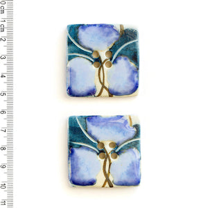 Handmade Blue Floral square buttons