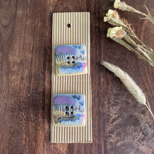 Handmade Country Scene square buttons