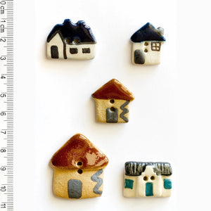 Handmade Houses Hand Painted Buttons