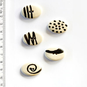 Handmade Oval Geometric Patterned Buttons
