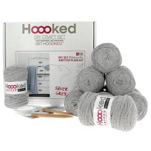 Hoooked DIY Knitting Kit - Cable Throw Silver Grey
