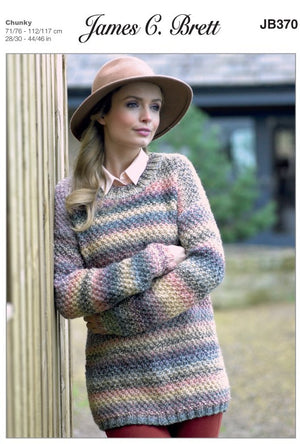 james C Brett 370 Sweater Knitting Pattern in Chunky