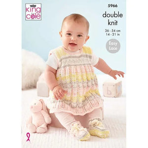 King Cole Baby dress and coat knitting patter 5966 - Double Knitting