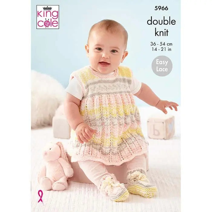 King Cole Baby dress and coat knitting patter 5966 - Double Knitting