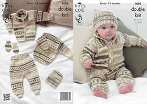 King Cole 4008 Knitting Pattern Baby Outdoor Set to knit in King Cole Cherish DK