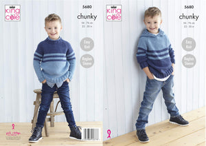 King Cole 5680 Knitting Pattern Childrens Sweater and Hoodie Chunky