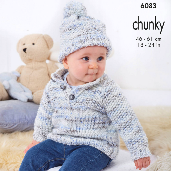 King Cole 6083 - chunky baby jumper and hat