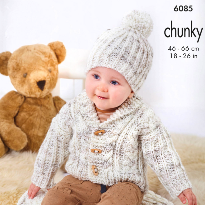 King Cole 6085 Chunky baby jacket hat and blanket knitting pattern leaflet