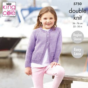 King Cole Easy Knit Girls Cardigan Double Knitting Pattern 5750