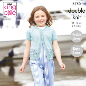 King Cole Easy Knit Girls Cardigan Double Knitting Pattern 5750