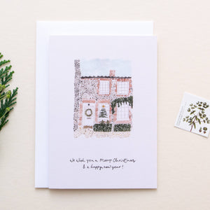 Norfolk Flint Cottage Christmas Card