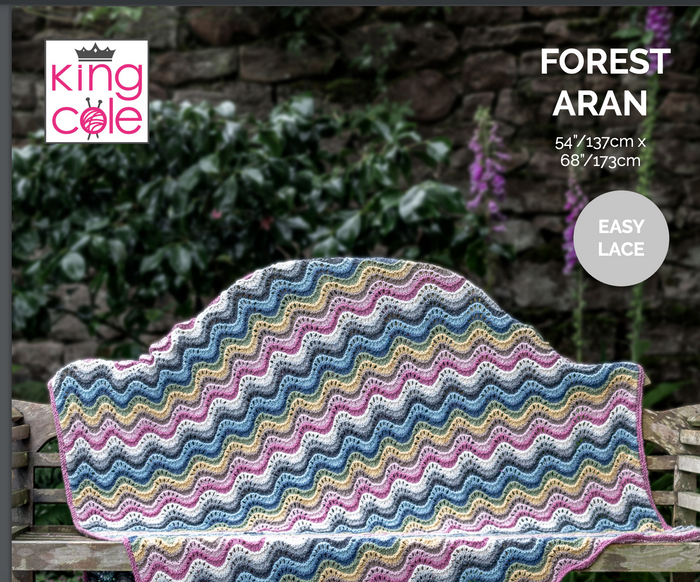 King Cole Forest Aran Ripple Blanket - Free Digital Download