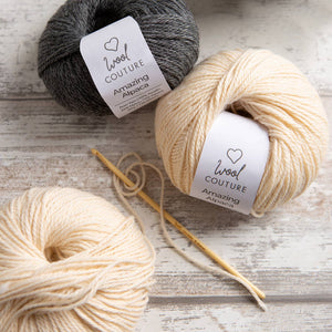 Wool Couture Company Alpaca Fingerless Gloves Knitting Kit: Ivory