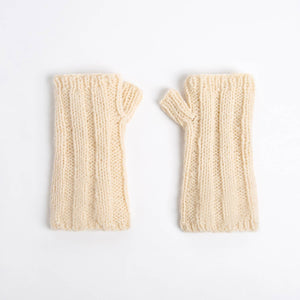 Wool Couture Company Alpaca Fingerless Gloves Knitting Kit: Ivory