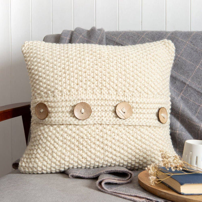 Wool Couture Company - Seed Stitch Cushion Cover Knitting Kit: Natural Cream