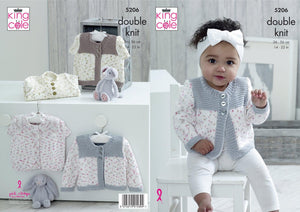 King Cole 5206 Knitting Pattern Baby Cardigans in Cottonsoft Candy and Cottonsoft DK