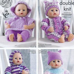 King Cole Doll Clothes Knitting Pattern DK (5000)