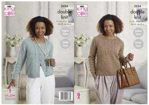 King Cole Ladies Double Knitting Ladies Cardigan and Jumper Pattern (5224)