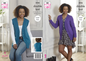 King Cole 5226 - Double Knit Easy Knit Cardigan and waistcoat Knitting Pattern Leaflet