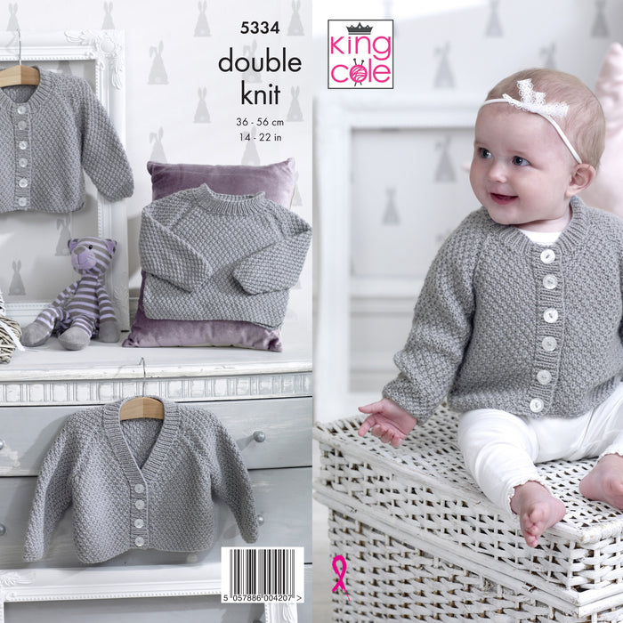 King Cole 5334 - Baby Cardigan and sweater Double Knitting