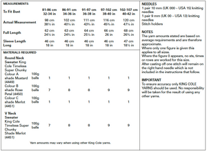 King Cole 5524 - Super Chunky Easy Knit Jumper Knitting Pattern Leaflet
