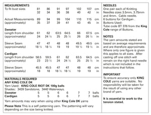 King Cole 5713 - Double Knitting Easy Knit Jumper Knitting Pattern Leaflet