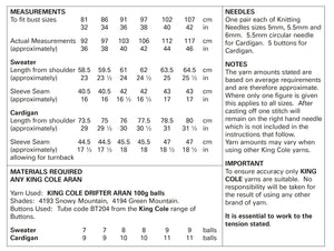 King Cole 5735 - Aran Cardigan and Jumper Knitting Pattern Leaflet