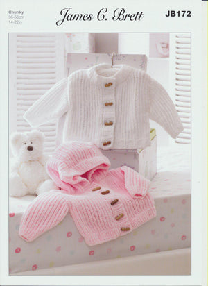 James C Brett Baby Jackets Knitting Pattern (JB172) - chunky