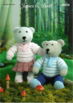 James C Brett JB678 Knitting Pattern Toy Teddy Bears -DK