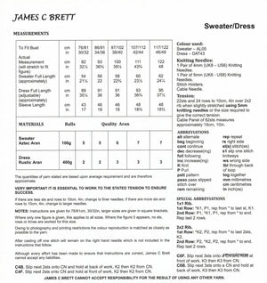 Brett Pattern Aran Sweater/Dress JB625
