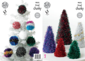 King Cole 9035 - Chunky Easy Knit Christmas Tree and Baubles Pattern Leaflet