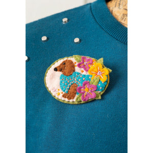 Dachshund Brooch Felt Craft Kit-Rosy Posy Petals