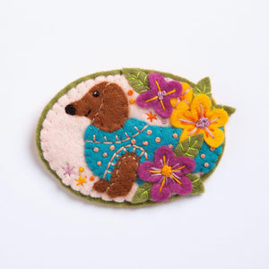 Dachshund Brooch Felt Craft Kit-Rosy Posy Petals