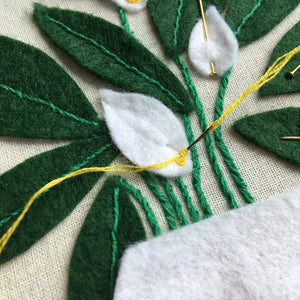Embellished Elephant - Peace Lily Plant Felt Embroidery Kit-Rosy Posy Petals