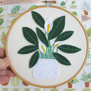 Embellished Elephant - Peace Lily Plant Felt Embroidery Kit-Rosy Posy Petals