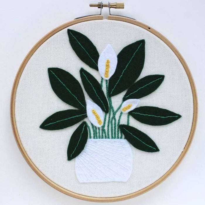Embellished Elephant - Peace Lily Plant Felt Embroidery Kit