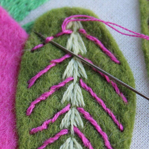 Embellished Elephant - Prayer Plant Felt Embroidery Kit-Rosy Posy Petals