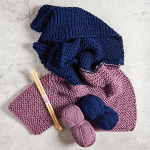 Giant Blanket Scarf Knitting Kit - Bramble and Navy
