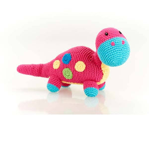 Handmade soft Baby Toy Dinosaur rattle - dippi-Toys-Rosy Posy Petals