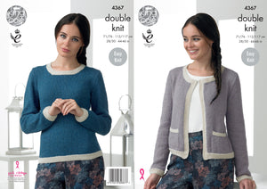 King Cole 4367 - Jumper and Jacket knitting pattern DK-Knitting Patterns-Rosy Posy Petals