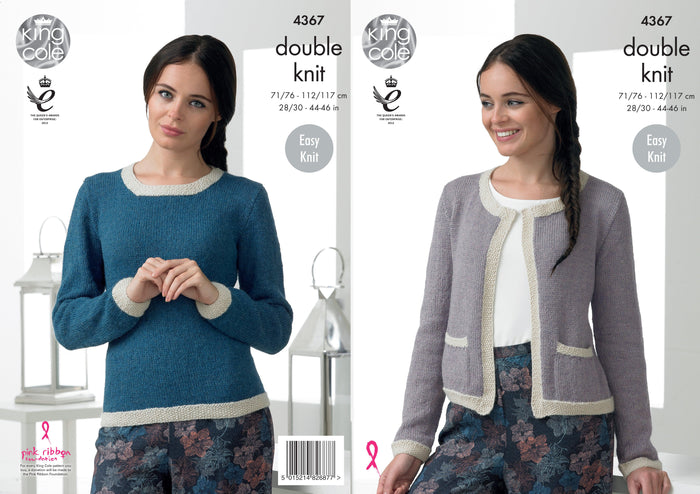 King Cole 4367 - Jumper and Jacket knitting pattern DK