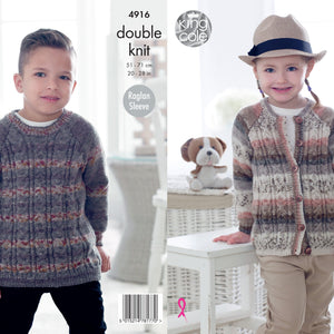 King Cole 4916 - Double knitting child's cardigan and jumper-Knitting Patterns-Rosy Posy Petals