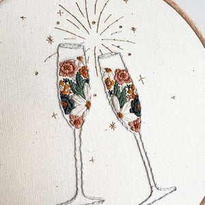 Mindful Mantra Fizz and Florals Embroidery Kit-Rosy Posy Petals