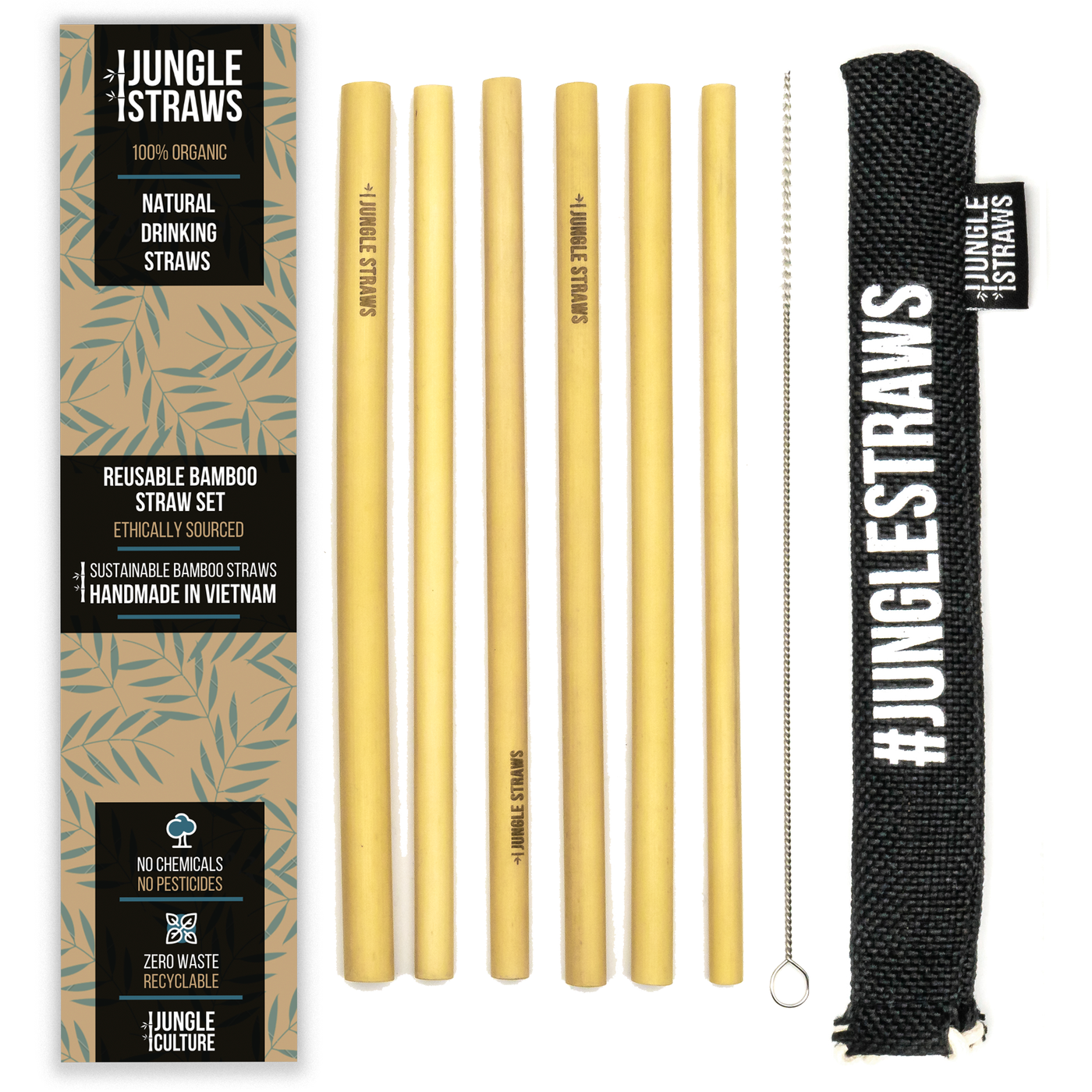 Reusable Bamboo Straws Set of 12 | Jungle Straws