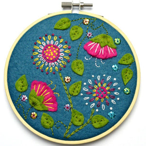 Tropical Flowers Appliqué Hoop Craft Kit-Art & Craft Kits-Rosy Posy Petals